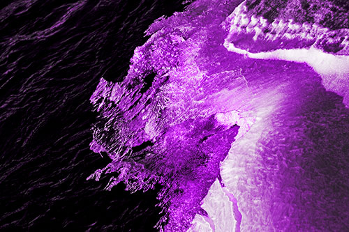 Melting Ice Face Creature Atop River Water (Purple Tone Photo)