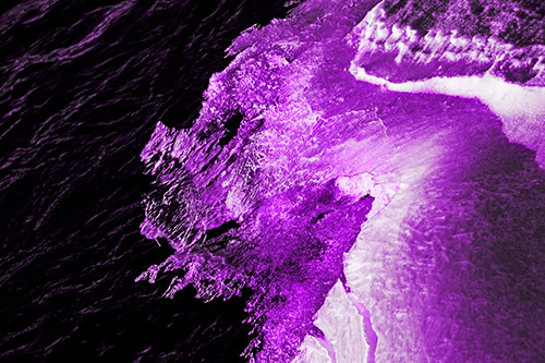Melting Ice Face Creature Atop River Water (Purple Tone)