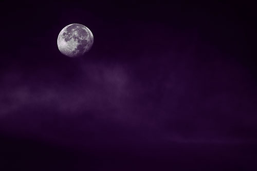 Moon Begins Descent Beyond Faint Mist Cloud (Purple Tone Photo)