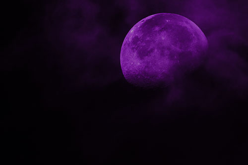 Moon Descending Among Faint Clouds (Purple Tone Photo)