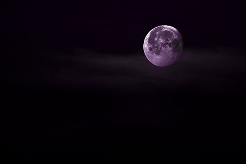 Moon Sets Behind Faint Clouds (Purple Tone Photo)