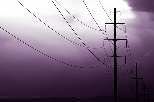 Powerlines Receding Into Thunderstorm (Purple Tone Photo)
