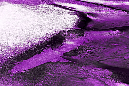 Sloping Ice Melting Atop River Water (Purple Tone)