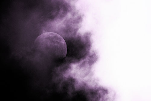 Smearing Mist Clouds Consume Moon (Purple Tone Photo)