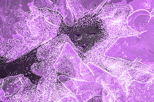 Smug Ice Face Among Frozen River Water (Purple Tone)