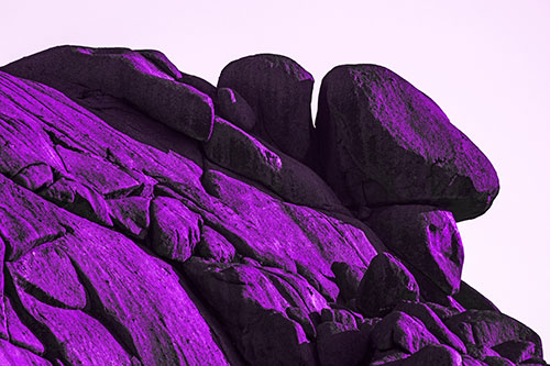 Sunlight Casting Shadows On Mountain Of Rocks (Purple Tone Photo)