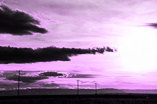 Sunsetting Beyond Powerline Mountain Range (Purple Tone Photo)