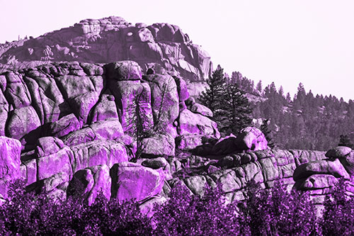 Two Towering Rock Formation Mountains (Purple Tone Photo)