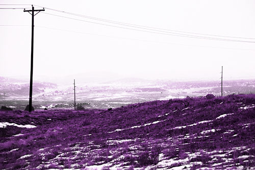 Winter Snowstorm Approaching Powerlines (Purple Tone Photo)