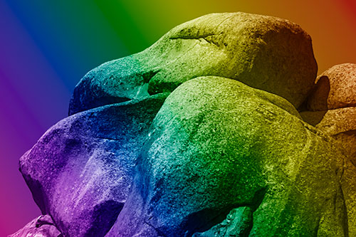 Ancient Rock Face Formation (Rainbow Shade Photo)