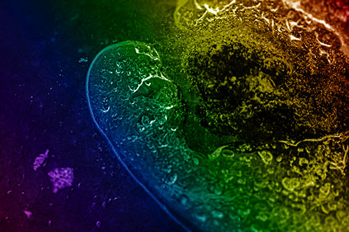 Angry Eyebrow Raised Ice Bubble Creature Bending Beside Mossy Rock (Rainbow Shade)