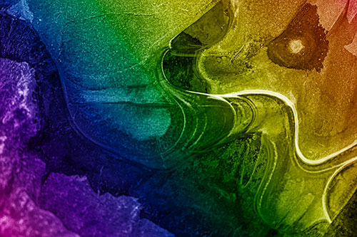 Angry Fuming Frozen River Ice Face (Rainbow Shade Photo)