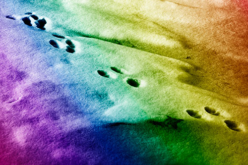 Animal Snow Footprint Trail (Rainbow Shade Photo)