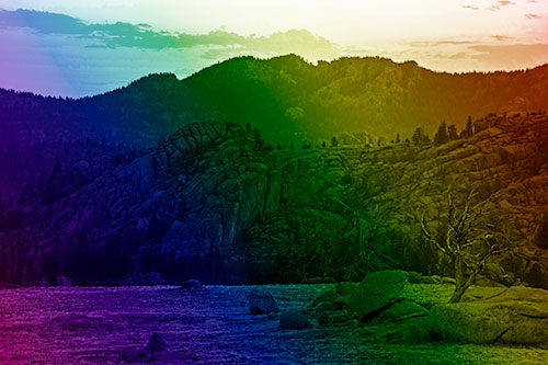 Arching Mountain Double Sunrise (Rainbow Shade Photo)