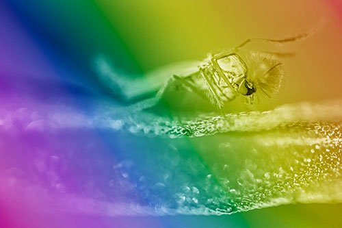 Arm Raising Midge Fly Standing Among Leaf (Rainbow Shade)