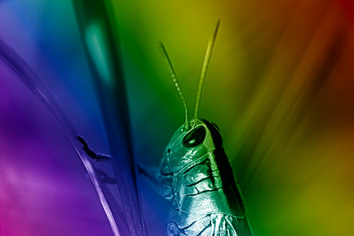 Arm Resting Grasshopper Watches Surroundings (Rainbow Shade Photo)
