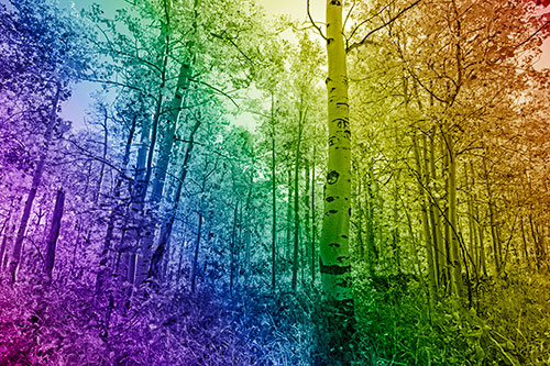 Aspen Trees Illuminate Among Sunshine (Rainbow Shade Photo)