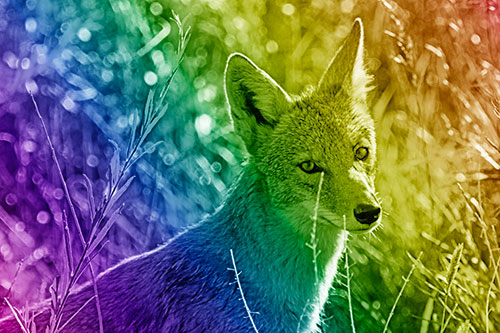 Bashful Coyote Spots Human (Rainbow Shade)