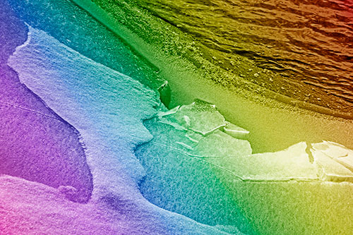 Broken Cracked Ice Along Shoreline (Rainbow Shade)