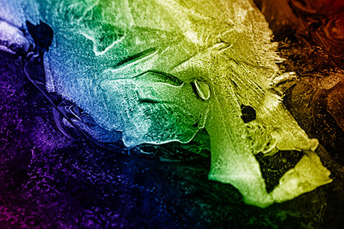 Bulging Icy Eyed Skull Head Frozen Atop River (Rainbow Shade)