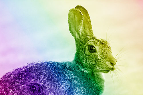 Bunny Rabbit Taking Gander Around Park (Rainbow Shade)