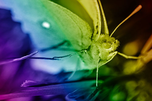 Cloudless Sulphur Butterfly Taking Stance (Rainbow Shade)