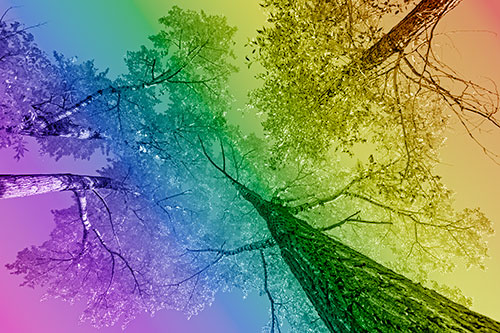 Colorful Towering Autumn Trees Among Clear Sky (Rainbow Shade)