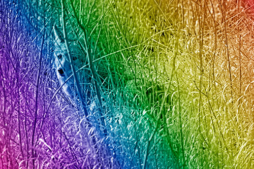 Coyote Makes Eye Contact Among Tall Grass (Rainbow Shade)