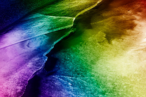 Cracking Blood Frozen Ice River (Rainbow Shade Photo)