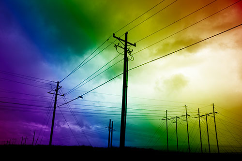 Crossing Powerlines Beneath Rainstorm (Rainbow Shade Photo)