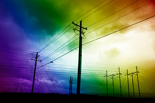 Crossing Powerlines Beneath Rainstorm (Rainbow Shade Photo)