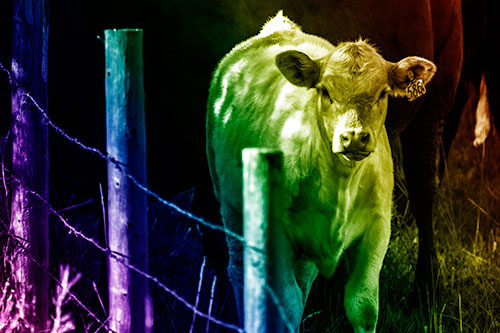 Curious Cow Calf Making Eye Contact (Rainbow Shade Photo)