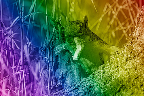 Curious Pizza Crust Squirrel (Rainbow Shade Photo)