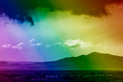 Dark Cloud Mass Above Mountain Range Horizon (Rainbow Shade Photo)