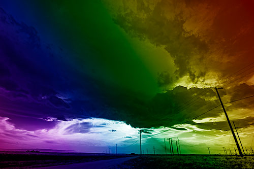 Dark Cloud Powerline Sunset (Rainbow Shade Photo)