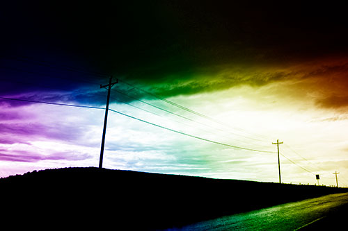Dark Storm Clouds Overcast Powerlines (Rainbow Shade Photo)