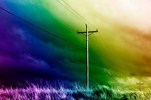 Dark Thunderstorm Clouds Over Powerline (Rainbow Shade Photo)