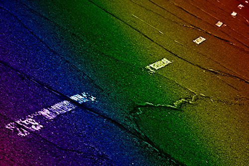 Decomposing Pavement Markings Along Sidewalk (Rainbow Shade Photo)