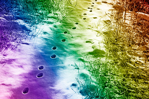 Deep Snow Animal Footprint Markings (Rainbow Shade Photo)