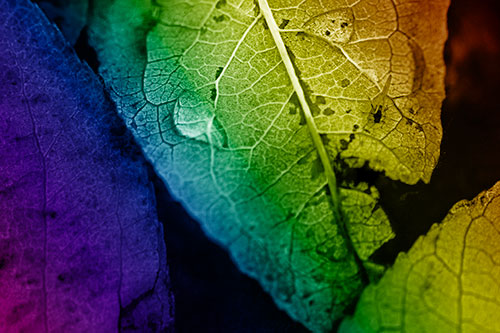 Dewy Eyed Leaf Face Cringing Towards Bug (Rainbow Shade)