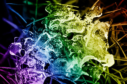 Dismayed Ice Dragon Face Frozen Among Piercing Grass Blades (Rainbow Shade)