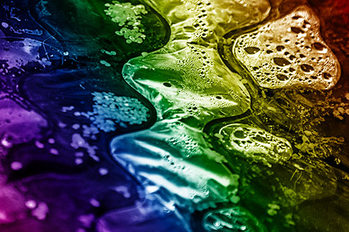 Distorted Plastic Bubble Face Floating Atop Water (Rainbow Shade)
