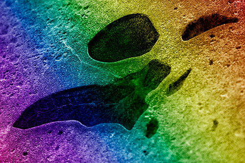 Distorted Skull Face Within Frozen Ice (Rainbow Shade Photo)