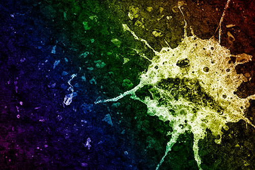 Distressed Bird Excrement Face Splattered Among Pavement (Rainbow Shade)