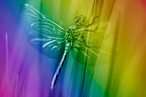 Dragonfly Grabs Grass Blade Batch (Rainbow Shade Photo)