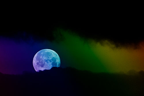 Easter Morning Moon Peeking Through Clouds (Rainbow Shade Photo)