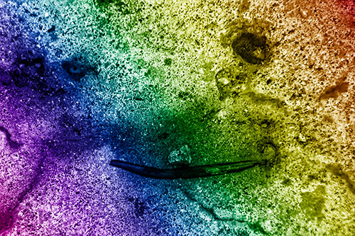 Evil Eyed Concrete Face Evaporating (Rainbow Shade Photo)