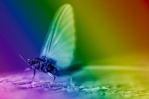 Excited Open Mouthed Mayfly Watches Sunrise (Rainbow Shade)