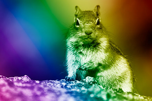 Eye Contact With Wild Ground Squirrel (Rainbow Shade Photo)