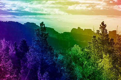 Fall Colors Emerge Infront Of Mountain Range (Rainbow Shade Photo)